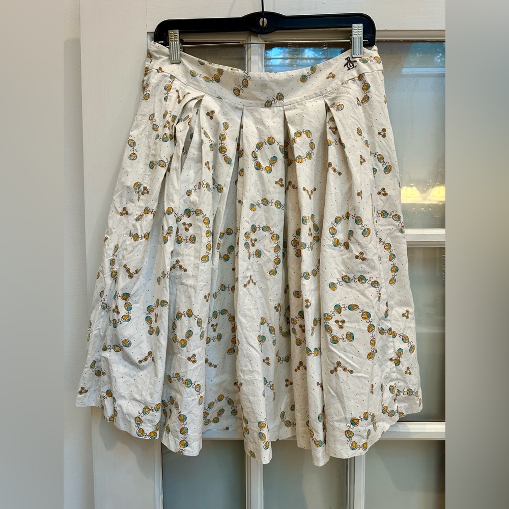 An Original Penguin Hot Air Balloon White Green Blue Pleated Full Skirt Size 4